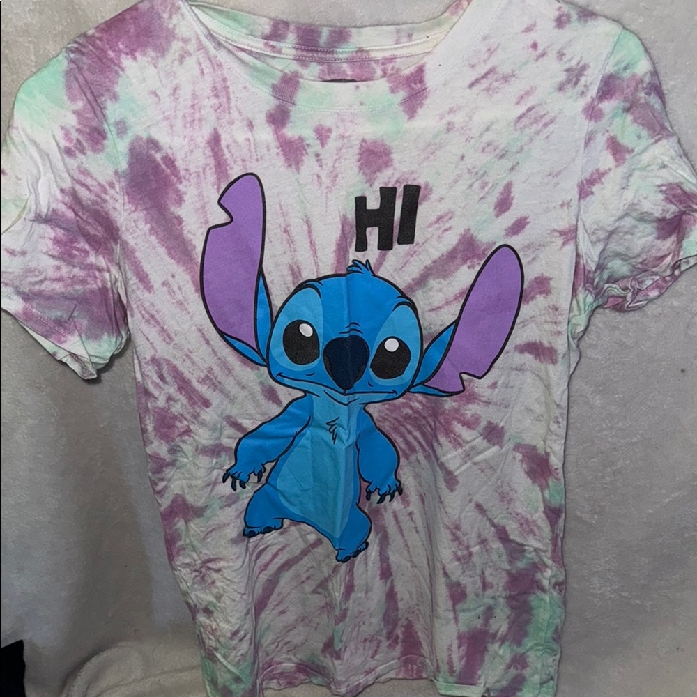 Disney Tie-Dye Stitch T-Shirt - Blue and Purple